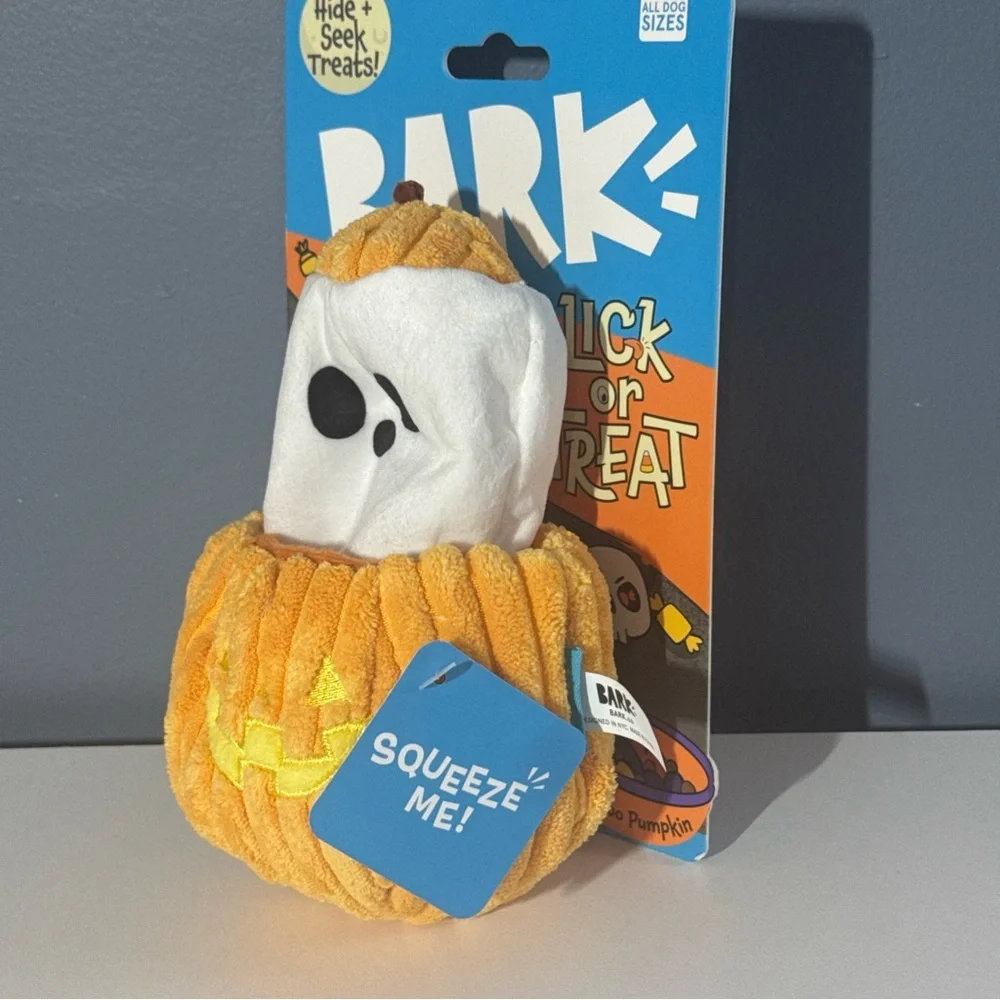 BRAND New Bark Eek-A-Boo Pumpkin Plush Dog Toy, Multicolor, for Dogs of All Size - Picture 4 of 11